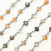 Multi Moonstone Oxidized Wire Chain